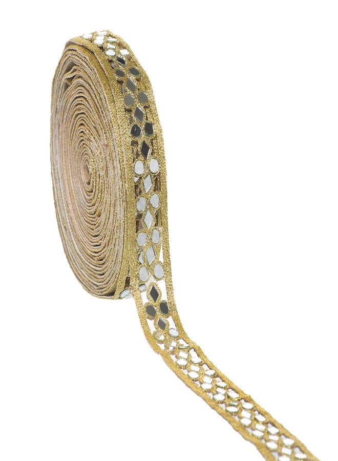 CORIOX Shiny Mirror Lace 9 Meter Border for Dresses, Sarees, Suits, Blouses, Dupattas, Bags, Art and Craft. (Gold) - Image 2